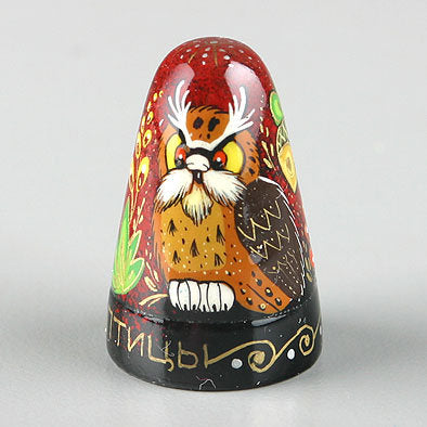 Two Owls Wooden Thimble