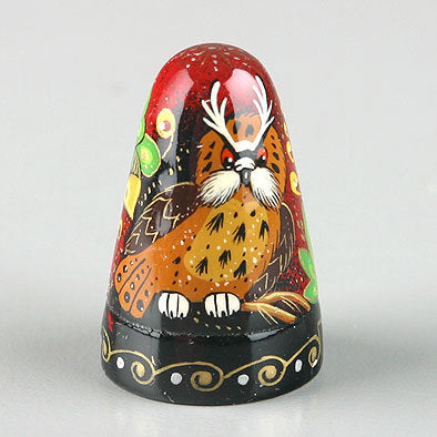 Two Owls Wooden Thimble