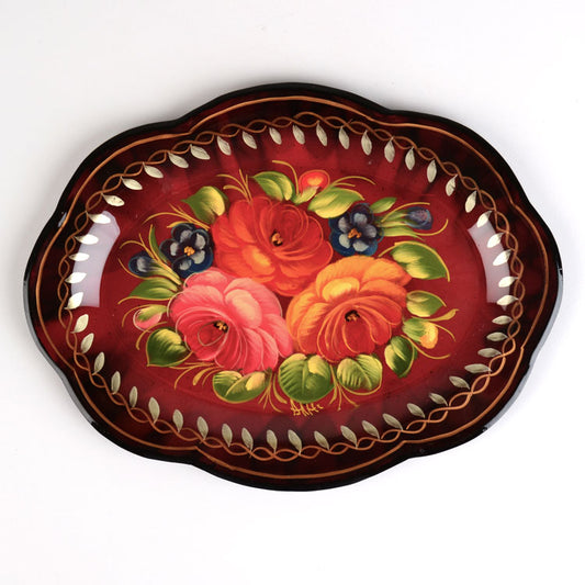 Small Burgundy Zhostovo Tray