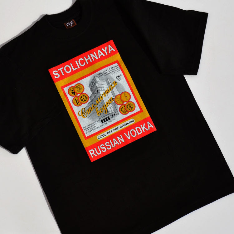 Russian Stoli Vodka Black T-Shirt