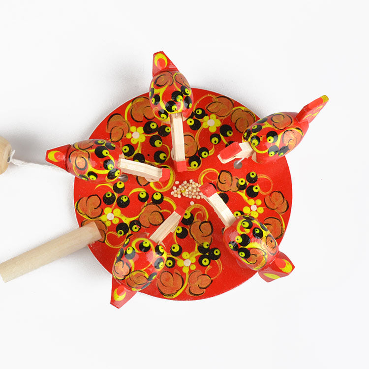 Pecking Hens Wooden Toy from Russia