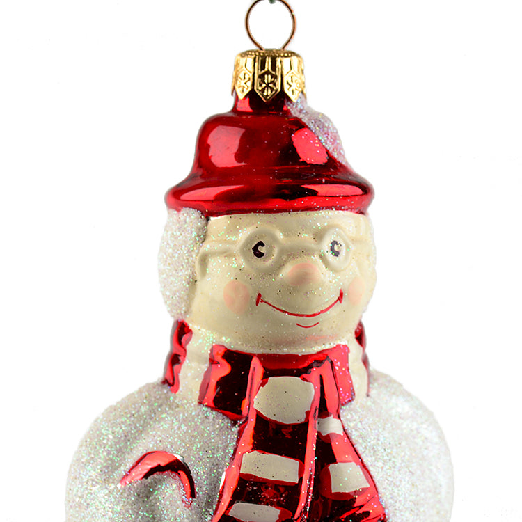 Red Hat Happy Snowman Ornament