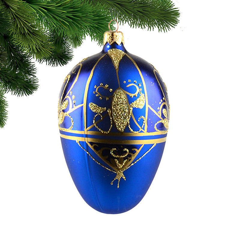 Christmas Faberge Blue Egg Ornament