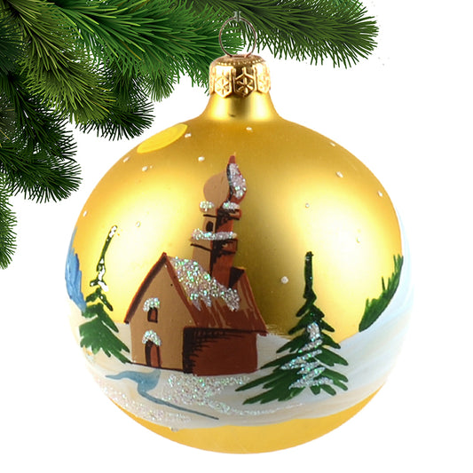 Small Church Glass Ball - Gold