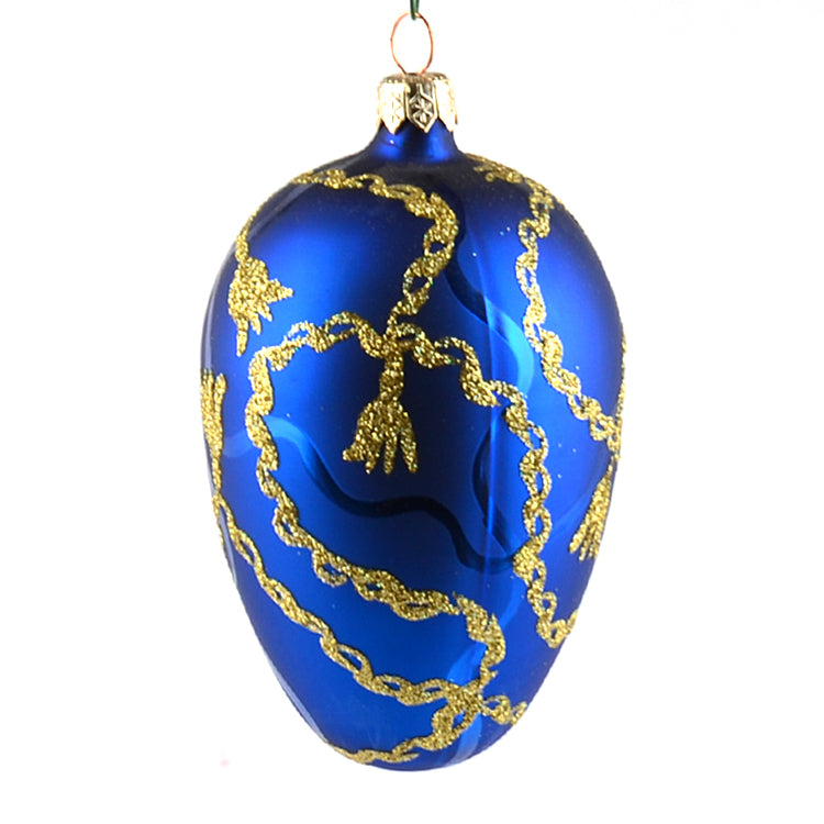 Ornate Blue X-Mas Egg Ornament