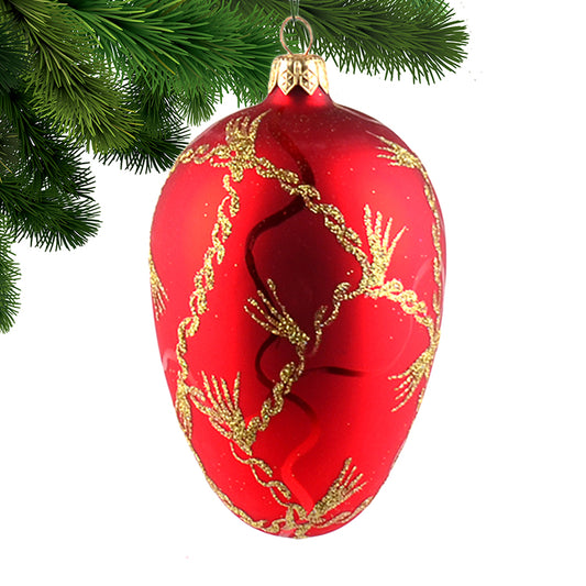 Ornate Red X-Mas Egg Ornament