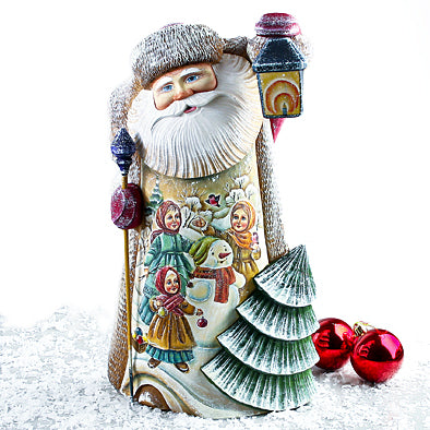 Large Hand Carved Santa With Painting