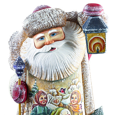 Large Hand Carved Santa With Painting