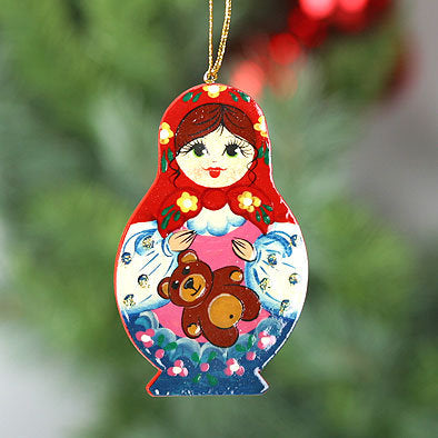 Russian Girl Wooden Ornament