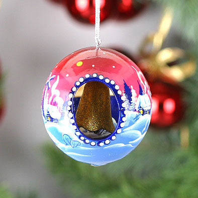 Russian Church Wooden Ornament with Bell