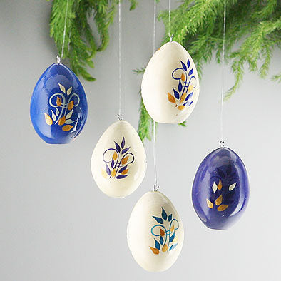 Painted Floral Eggs Ornament Set