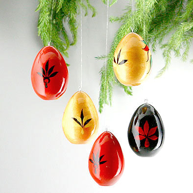 Russian Rooster Egg Ornaments
